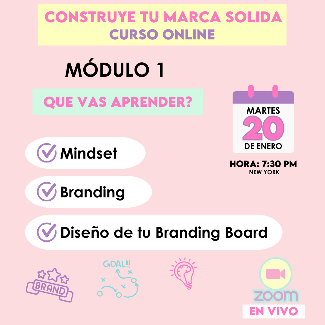 Curso Online  Construye tu marca organiza y emprende! 4 Módulos
