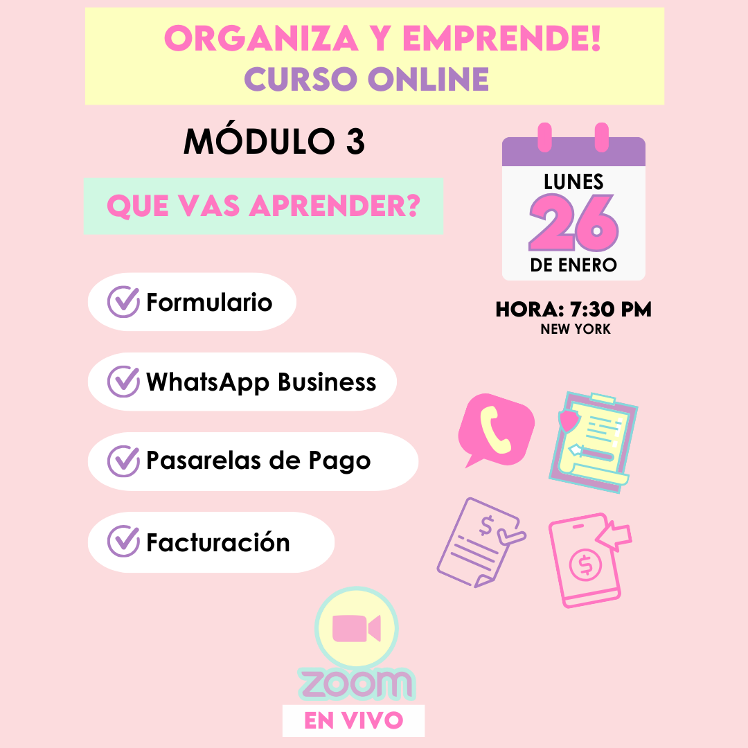 Curso Online  Construye tu marca organiza y emprende! 4 Módulos