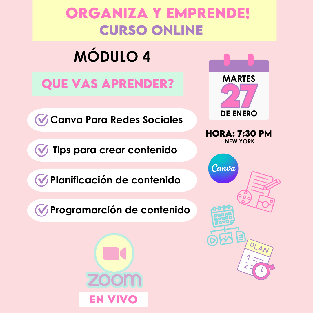 Curso Online  Construye tu marca organiza y emprende! 4 Módulos